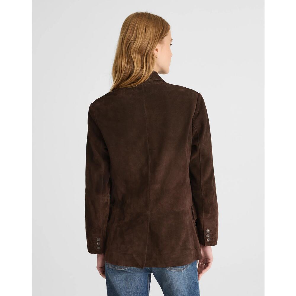 NWT Madewell Double-Breasted Blazer in Suede in Dark Carob Size M - Picture 2 of 6